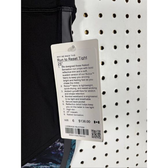 Lululemon Run to Reset Tight 25" Leggings Black Frozen Island Gym Workout Size 6 - Picture 9 of 9